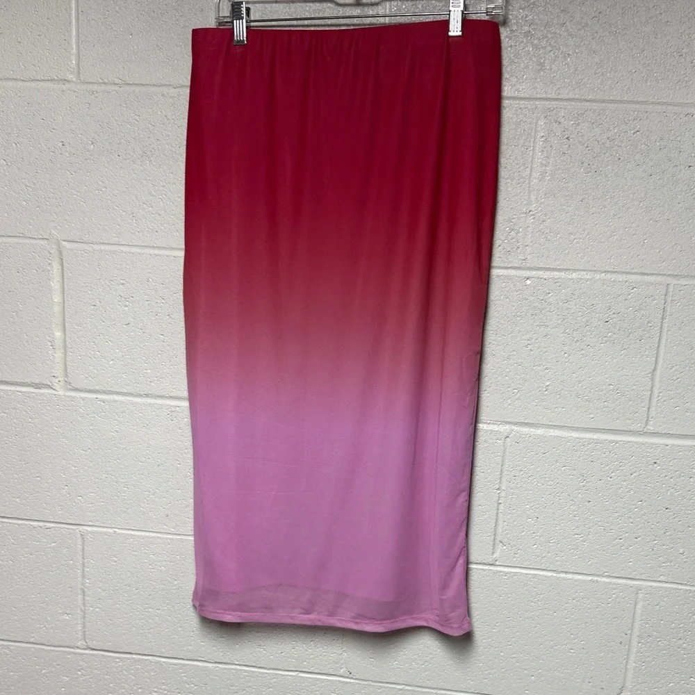 AFRM Women’s Pink Ombré Midi Skirt Sz L